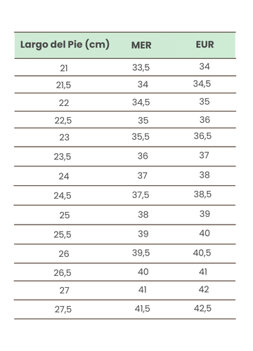 Talles Piccaddily Mujer